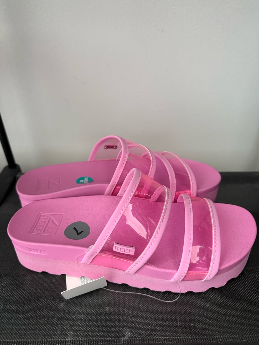 Reef Pink Triple-Strap Platform Slides - Picture 2 of 5